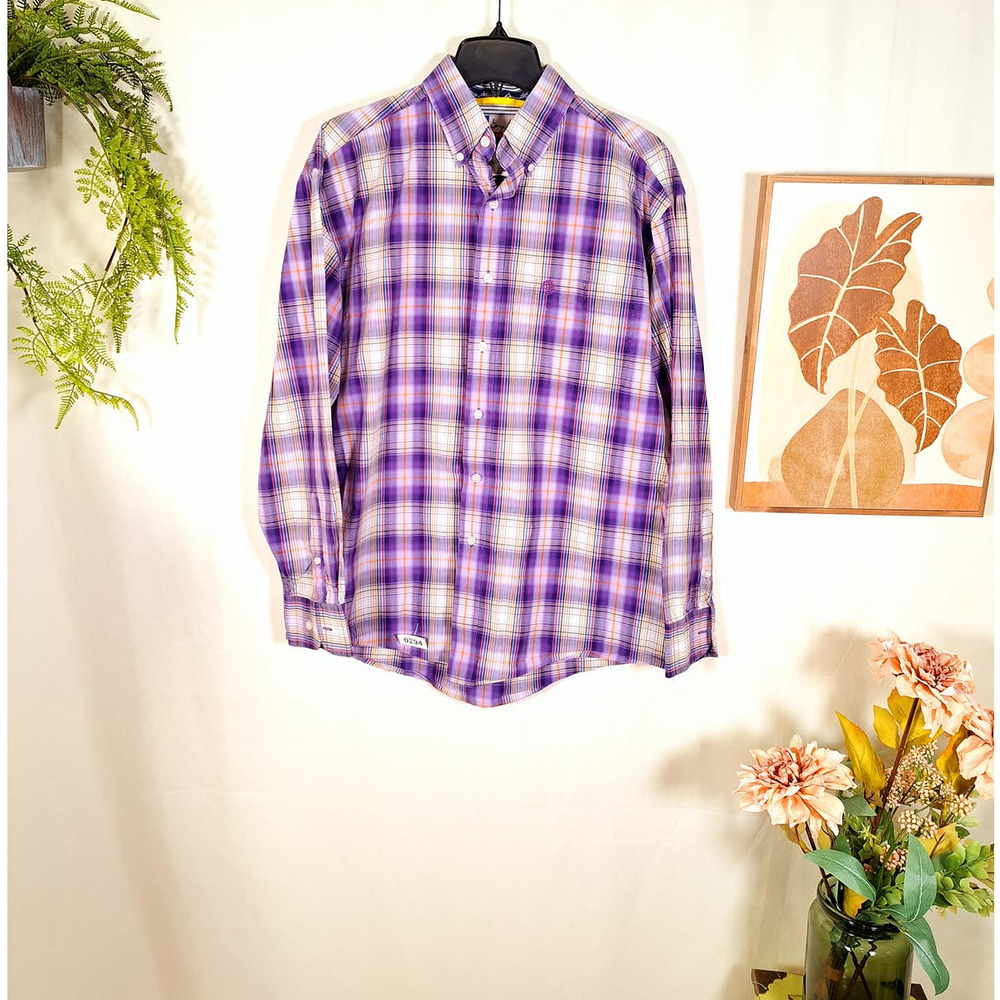 Wrangler Cowboy Cut Collection Men's Button-Up Long-Sleeve Shirt Purple